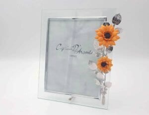 Cornice in vetro con girasoli