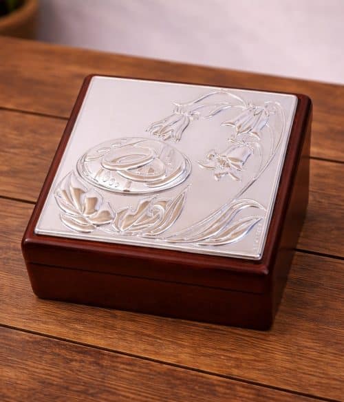 Cofanetto portagioie in legno e argento