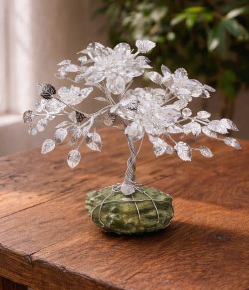 Albero decorativo con fiori in cristallo