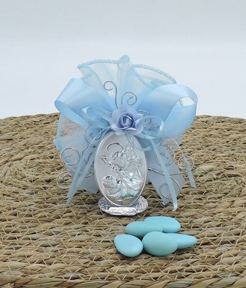 Bomboniera bambino con angeli e albero della vita