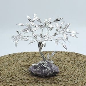 Olivo in argento su pietra minerale