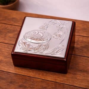 cofanetto portagioie in legno per nozze d'argento