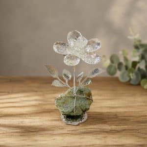 fiore in cristallo trasparente su Fuchsite