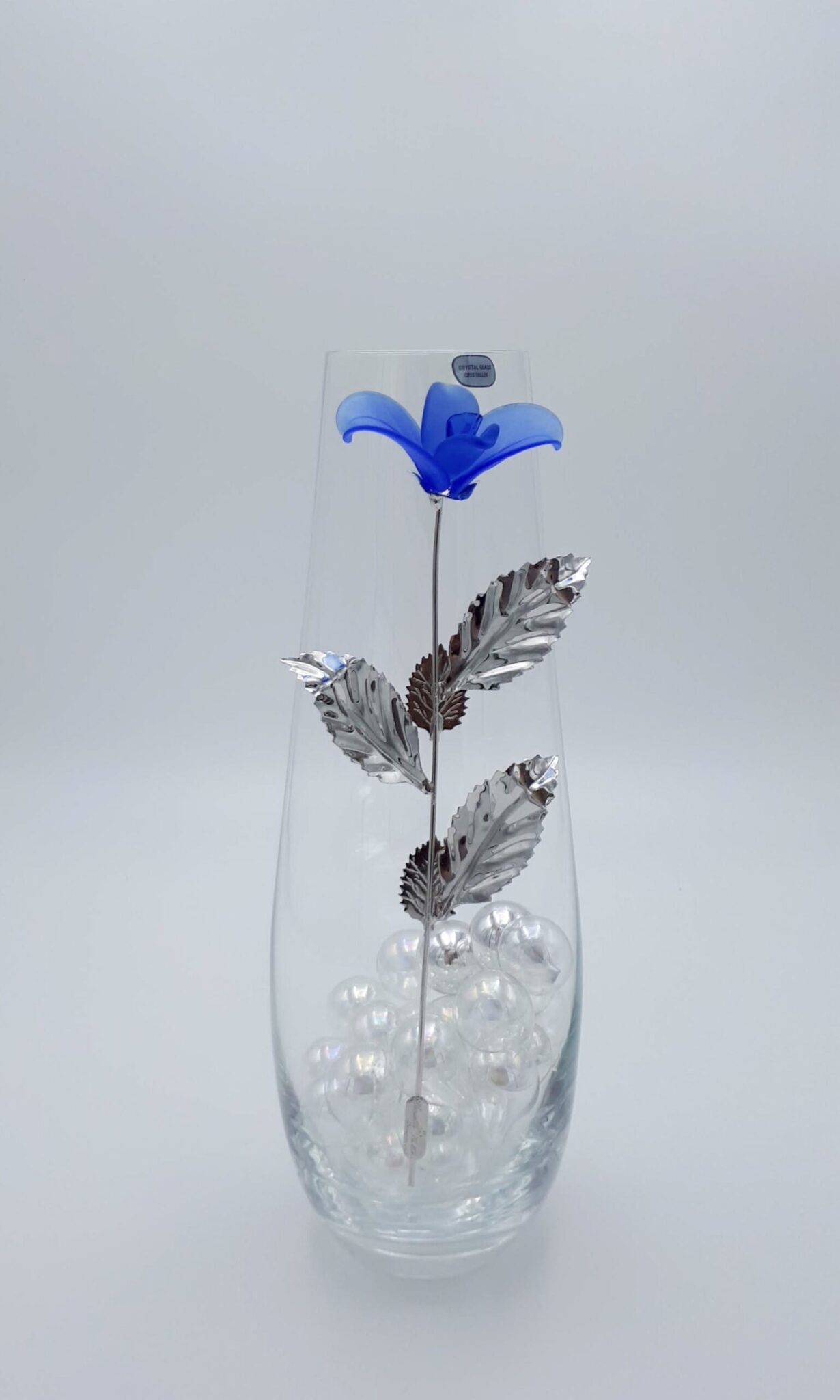 Vaso con argento e vetro soffiato regalo anniversari