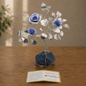 idea regalo con rose blu sfumate