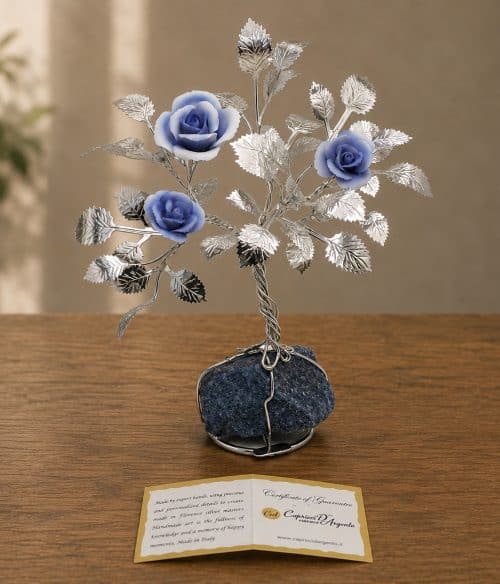 idea regalo con rose blu sfumate