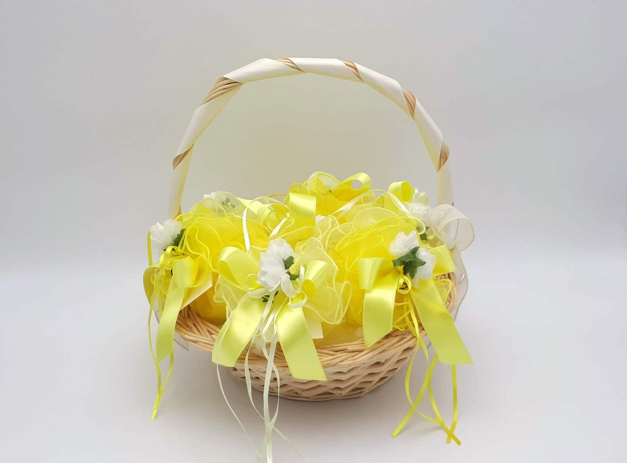 Sacchetto porta confetti prima comunione bustina melange giallo con tag