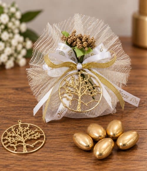 bomboniera nozze d'oro con albero della vita