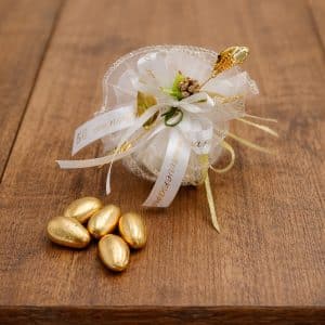 Bomboniera nozze d'oro con calla e confetti