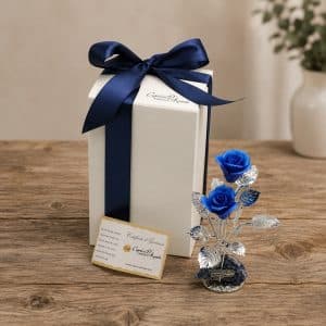 Rose blu su quarzo blu