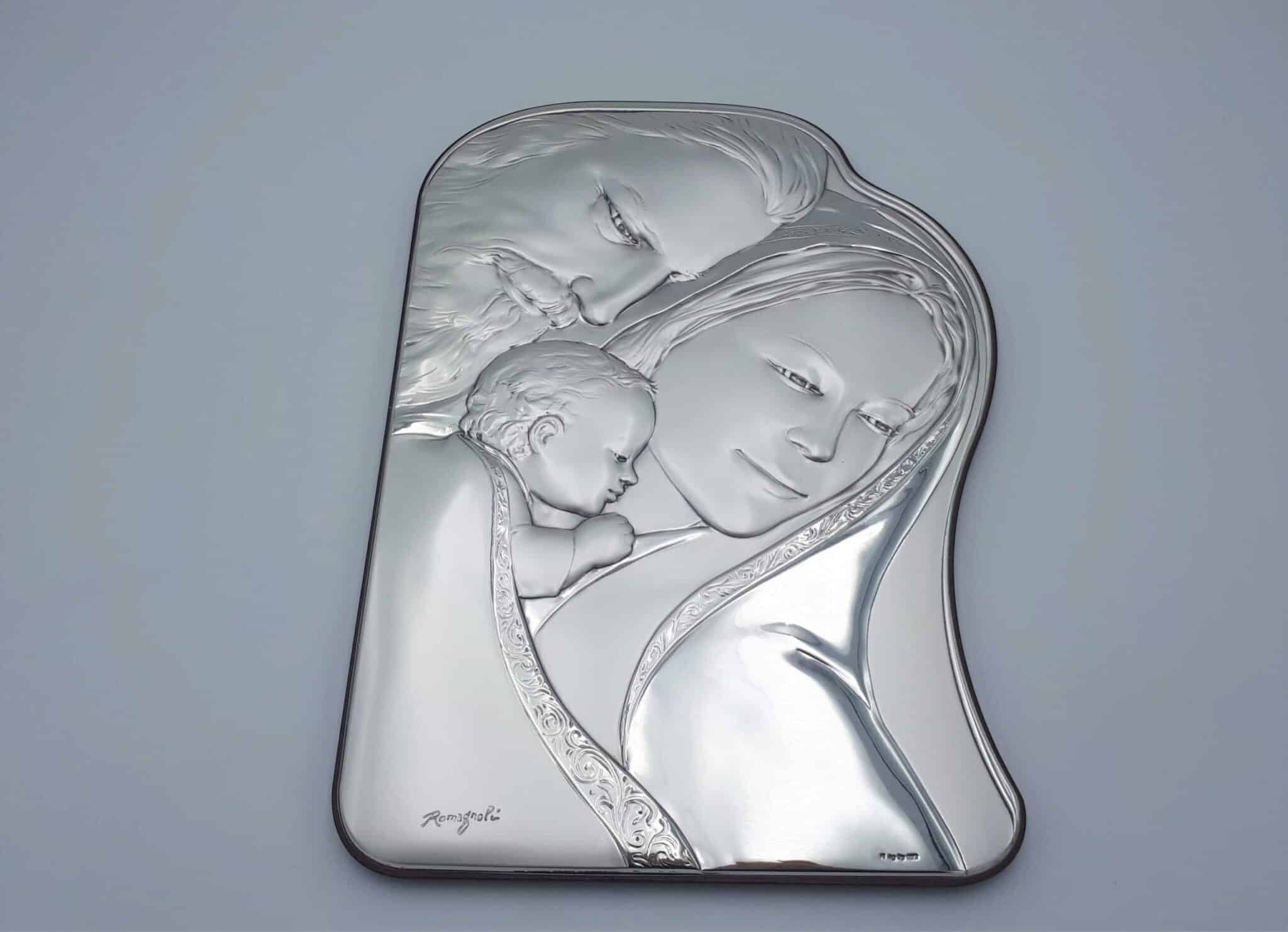 Quadro con immagine Sacra Famiglia in argento, complemento d'arredo da  appendere, idea regalo per matrimonio e anniversario
