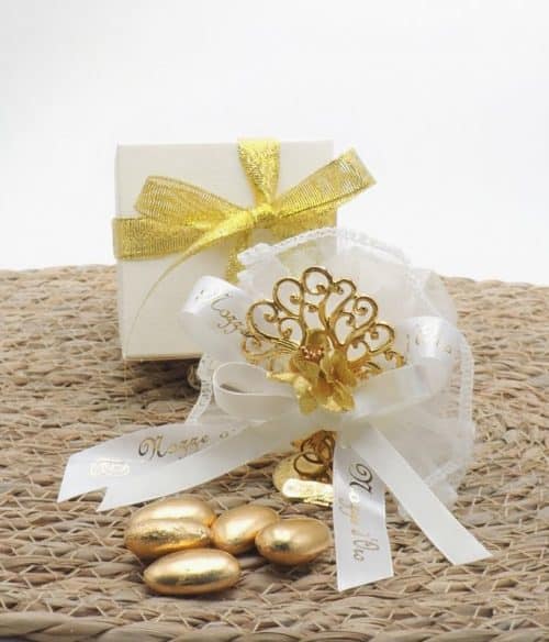 Bomboniera nozze d'oro con albero della vita dorato