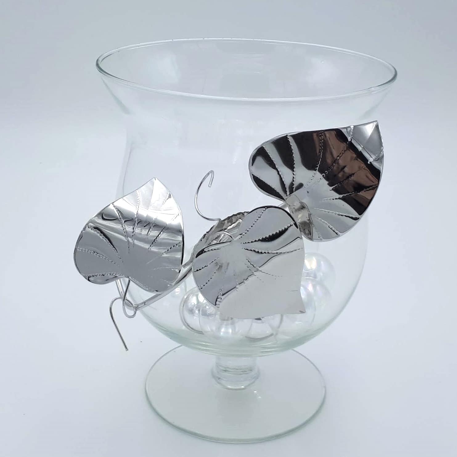 Porta cioccolatini in vetro e argento realizzato a mano