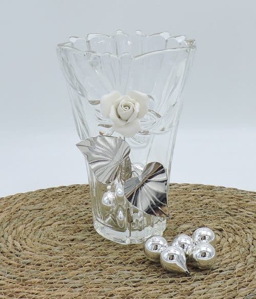 Vaso in cristallo e argento