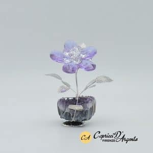 Idea regalo con fiore in cristallo e argento