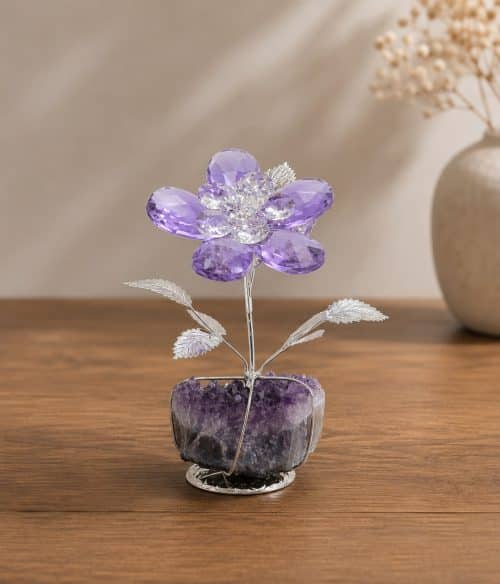 fiore in cristallo lilla su ametista