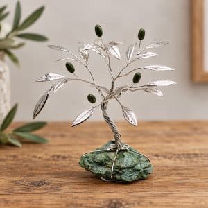 olivo decorativo su Fuchsite fatto a mano
