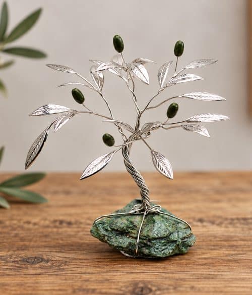 olivo decorativo su Fuchsite fatto a mano