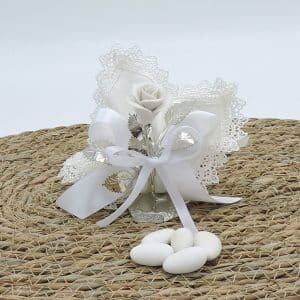Bomboniera nozze di diamante con rosa