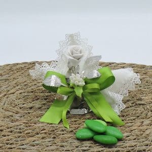 Bomboniera nozze di smeraldo con rosa