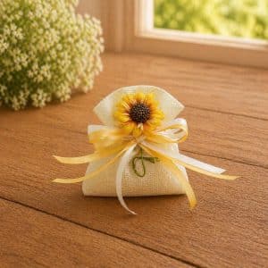 Bomboniera sacchettino con girasole e confetti