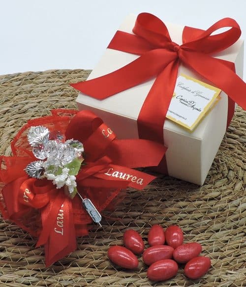 Bomboniera laurea con fiore cristallo