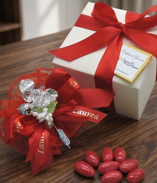 Bomboniera laurea con fiore in cristallo