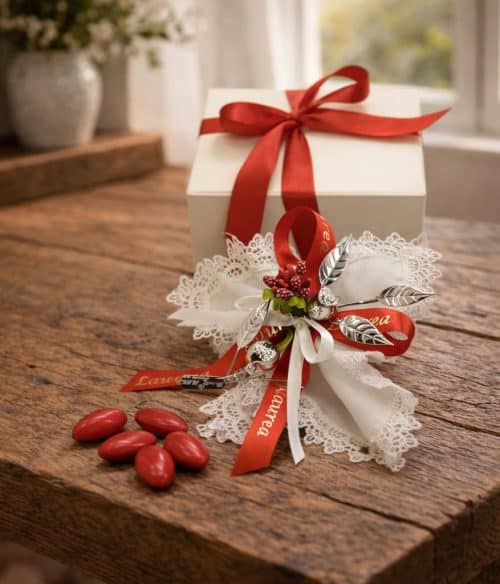 Bomboniera laurea con melograno portafortuna