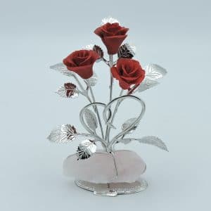 Rose rosse argento e porcellana