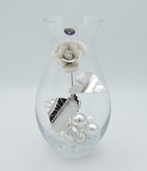 vaso cristallo e argento