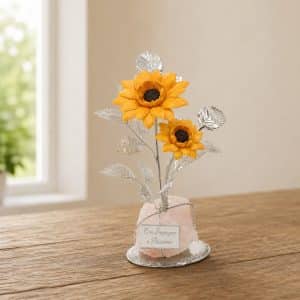 Girasoli con dedica su quarzo rosa