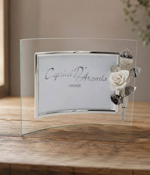 Cornice portafoto con rosa