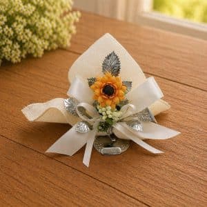 Bomboniera con girasole fatto a mano