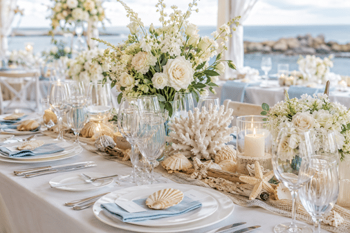 Tavoli tema mare e tableau per un matrimonio estivo
