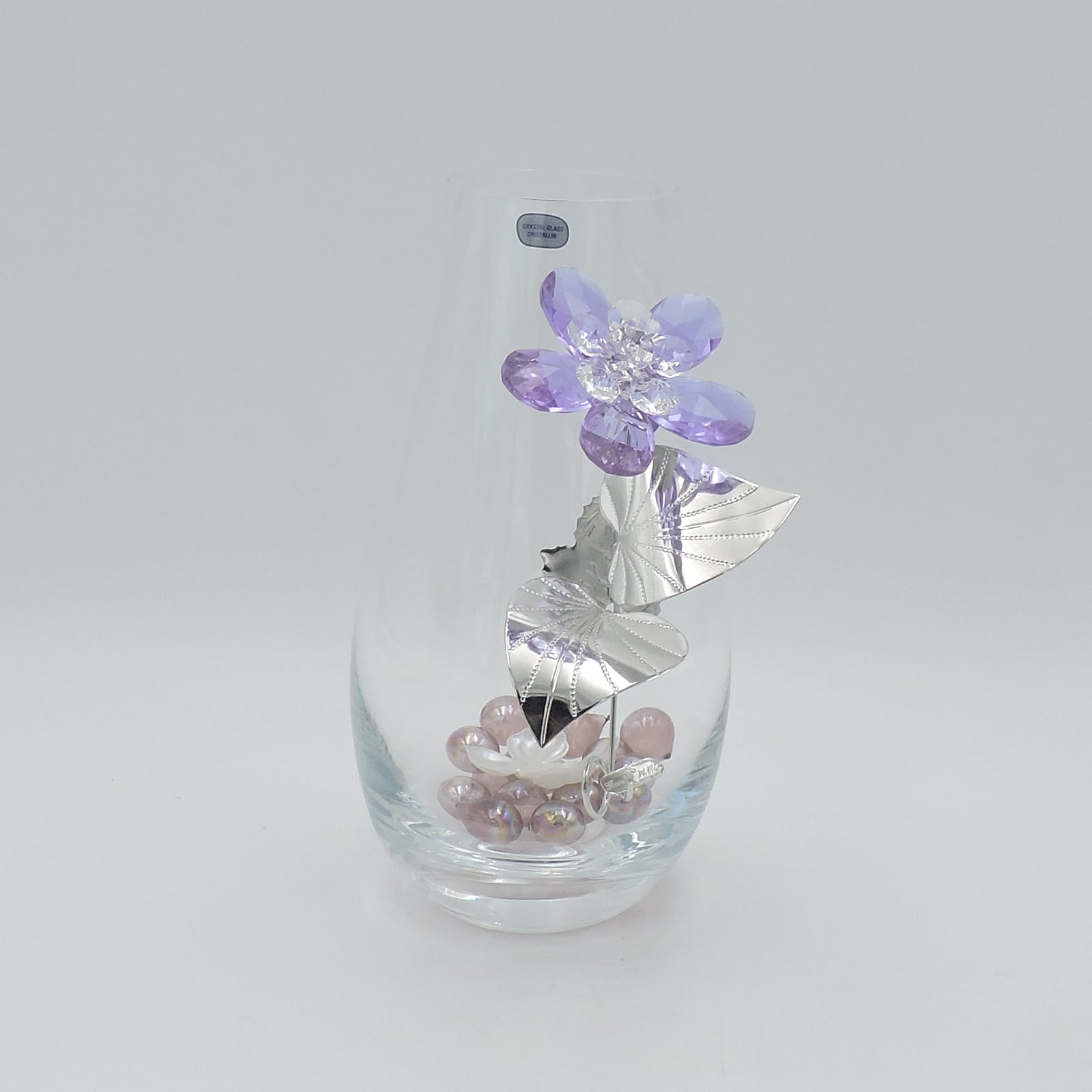 Anello 'Diva Blossom' In Ceramica E Cristallo – Fiore 5 Cm, Colore Argento Antico, Taglia Regolabile 7/8
