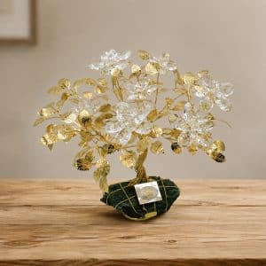 Regalo nozze d'oro con fiore in cristallo fatto a mano