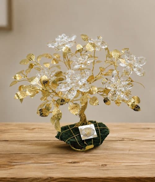 Regalo nozze d'oro con fiore in cristallo fatto a mano