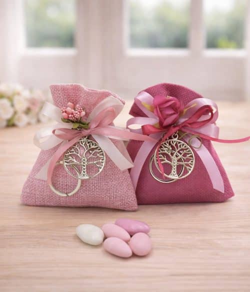 Bomboniera bambina con portachiavi albero della vita