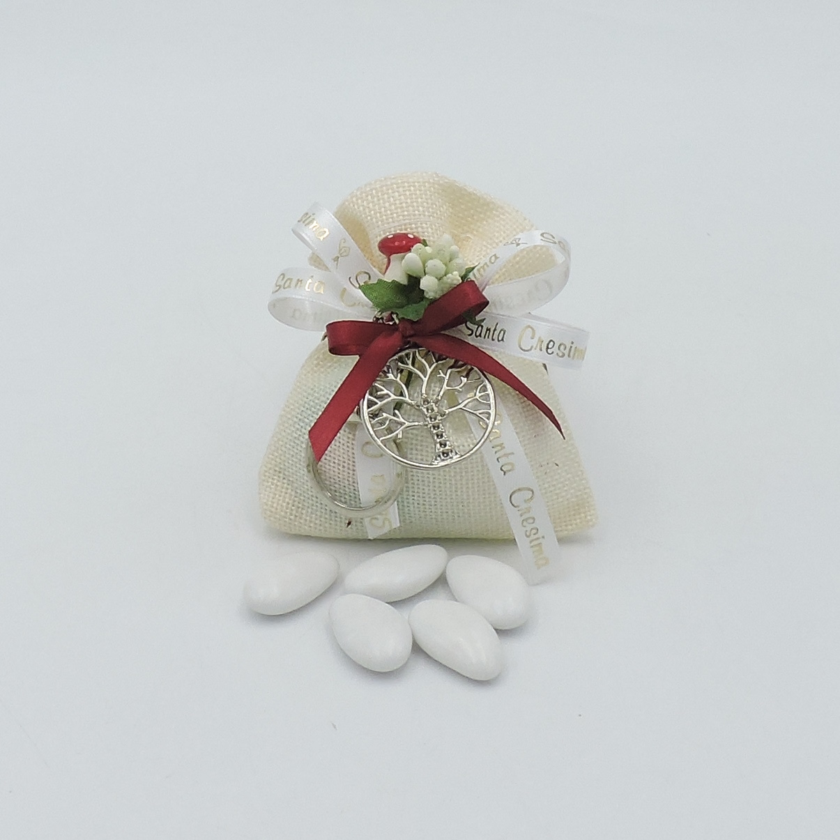 Sacchetto cotone grigio con confetti - Mobilia Store Home & Favours