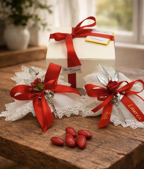 Bomboniera laurea con olivo in argento