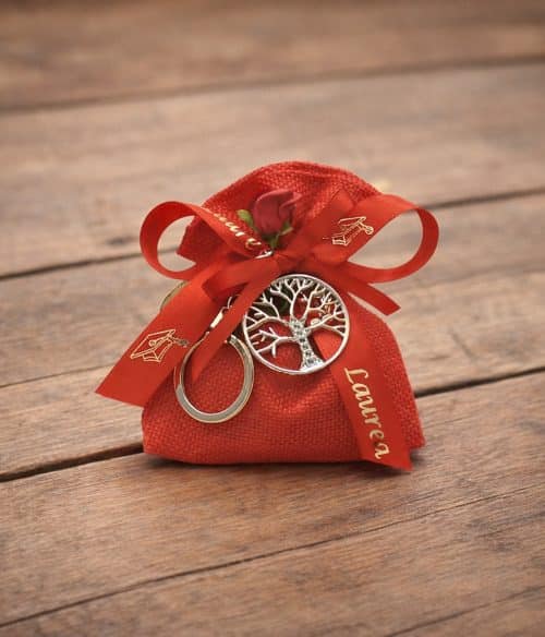 Bomboniera laurea con portachiavi albero della vita