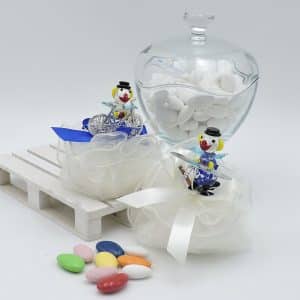 Bomboniera con clown in vetro soffiato con confetti