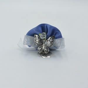 Bomboniera nozze argento con farfalla