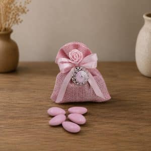 Bomboniera battesimo bambina con ciuccio rosa