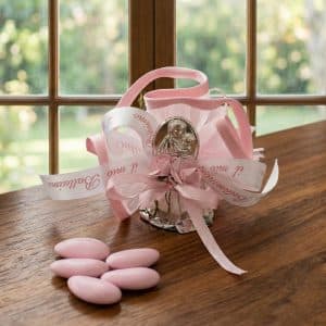 Bomboniera battesimo bambina con madonna con bambino