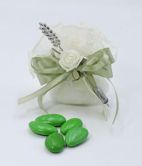 Bomboniera nozze di smeraldo con spiga