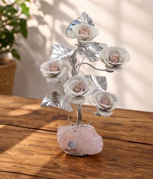 Rose decorative in porcellana e argento