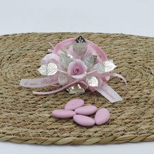 Bomboniera battesimo con rosa