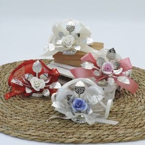 Bomboniera con rosa argento