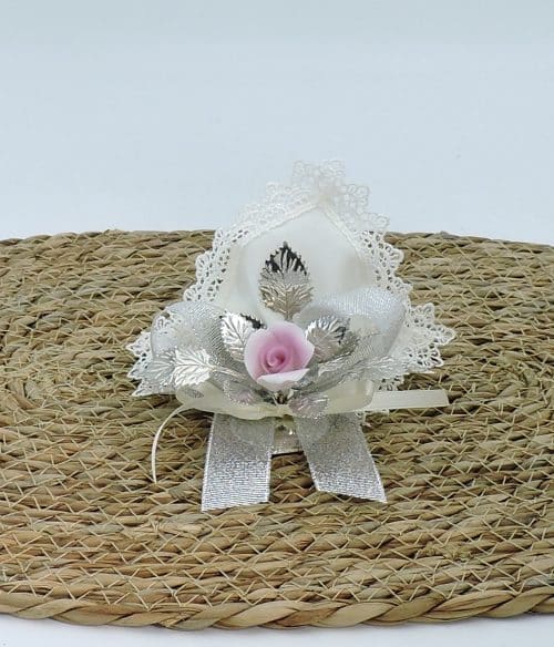 Bomboniera nozze d'argento con rosa